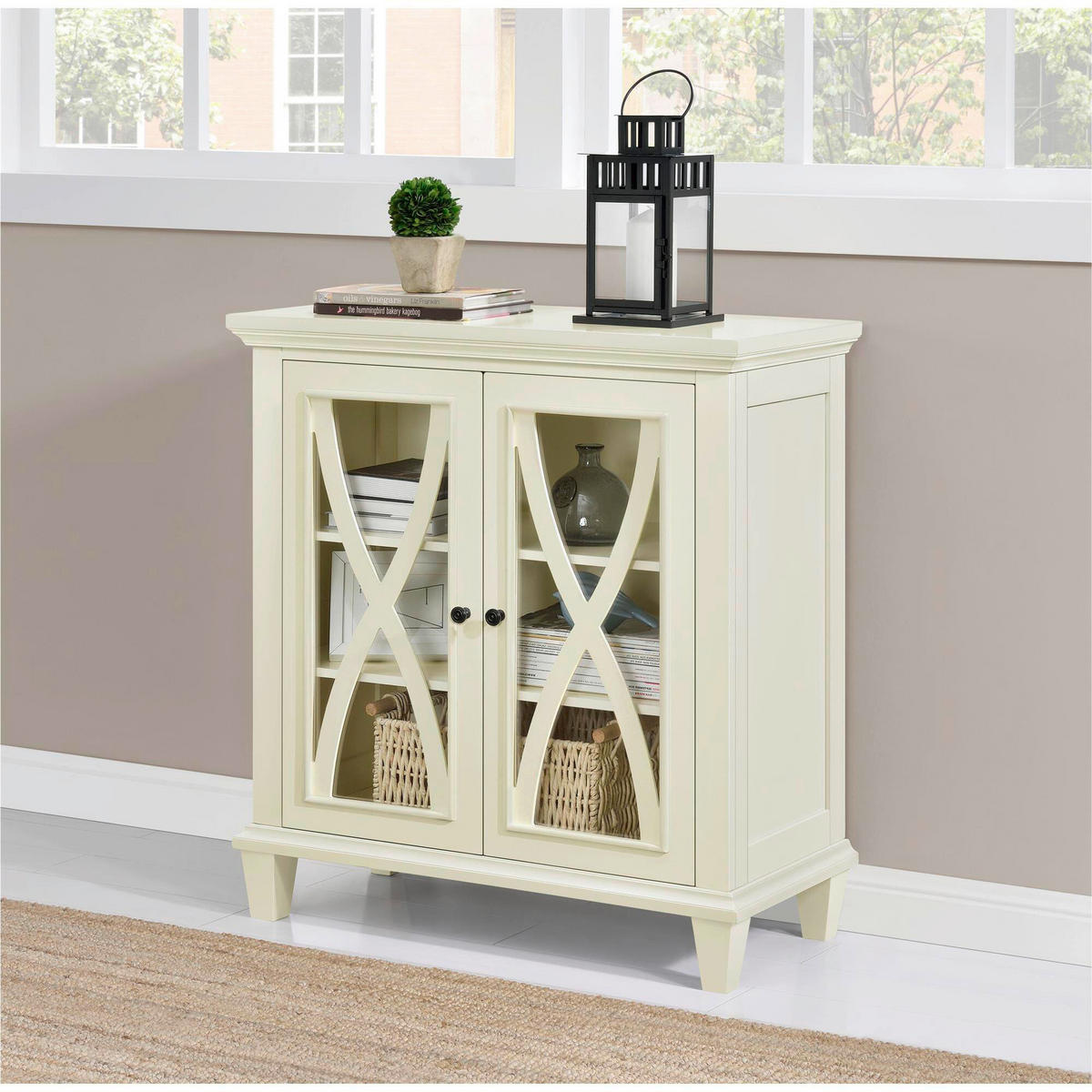 KOMMODE Ellington  in 79/85/37 cm  - Elfenbein/Schwarz, Design, Glas/Holzwerkstoff (79/85/37cm) - MID.YOU