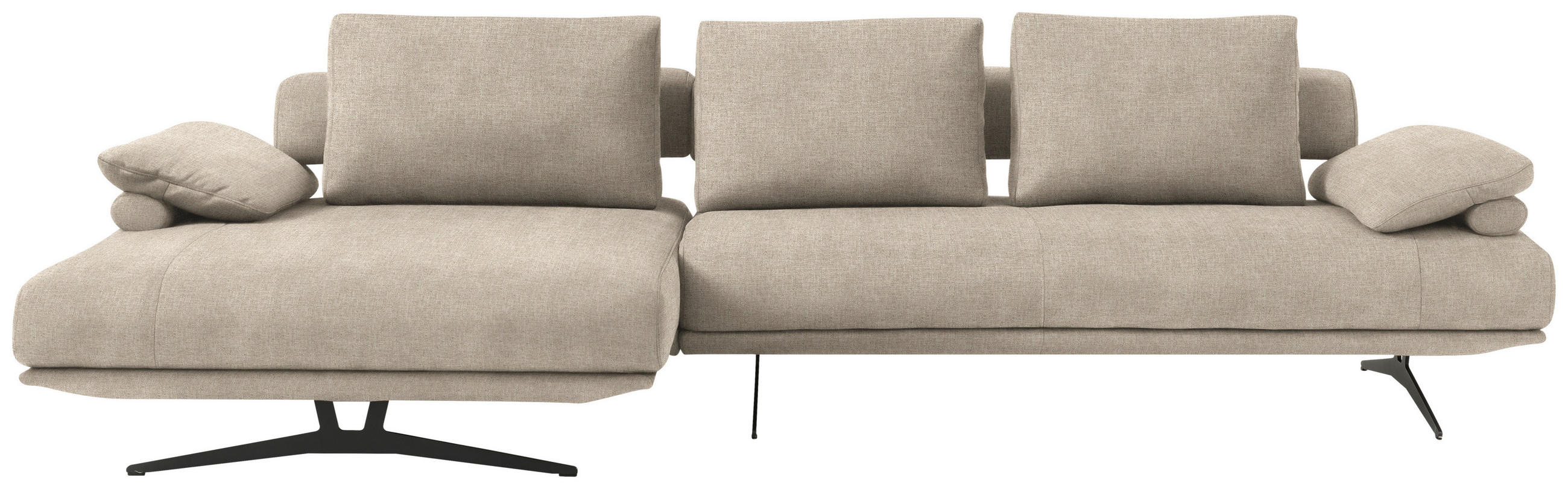 ECKSOFA in Chenille Beige  - Beige/Schwarz, Design, Textil/Metall (334/168cm) - Dieter Knoll
