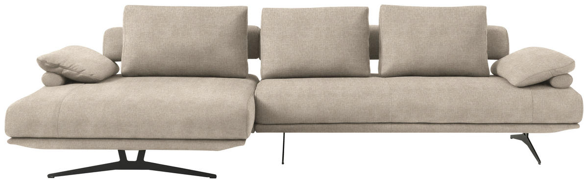 ECKSOFA in Chenille Beige  - Beige/Schwarz, Design, Textil/Metall (334/168cm) - Dieter Knoll