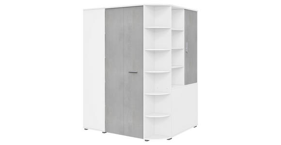 BEGEHBARER ECKSCHRANK 124/199/148 cm  - Alufarben/Weiß, KONVENTIONELL, Holzwerkstoff/Kunststoff (124/199/148cm) - Carryhome