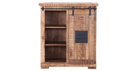 WEINSCHRANK Mangoholz massiv Naturfarben, Schwarz  - Schwarz/Naturfarben, KONVENTIONELL, Holz/Holzwerkstoff (90/100/45cm) - Landscape