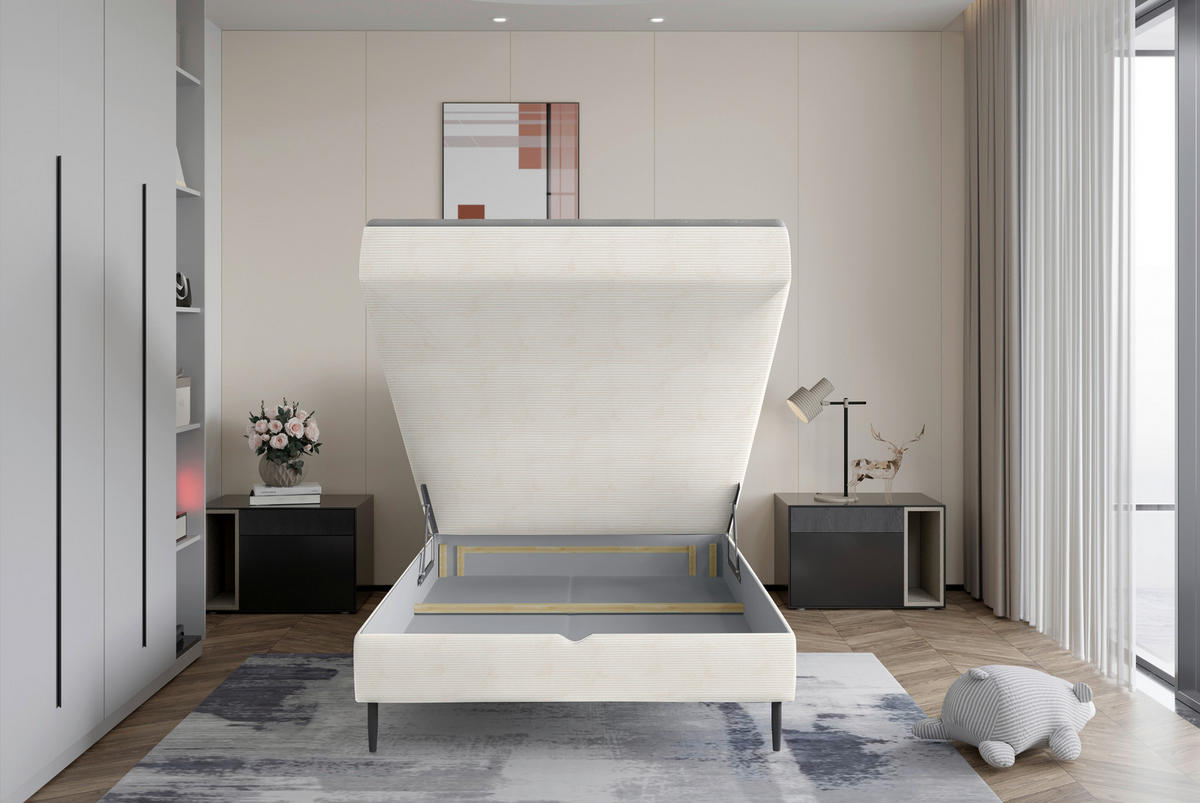 BOXBETT 120/200 cm  in Beige  - Beige/Schwarz, Design, Holz/Holzwerkstoff (120/200cm) - Stylife