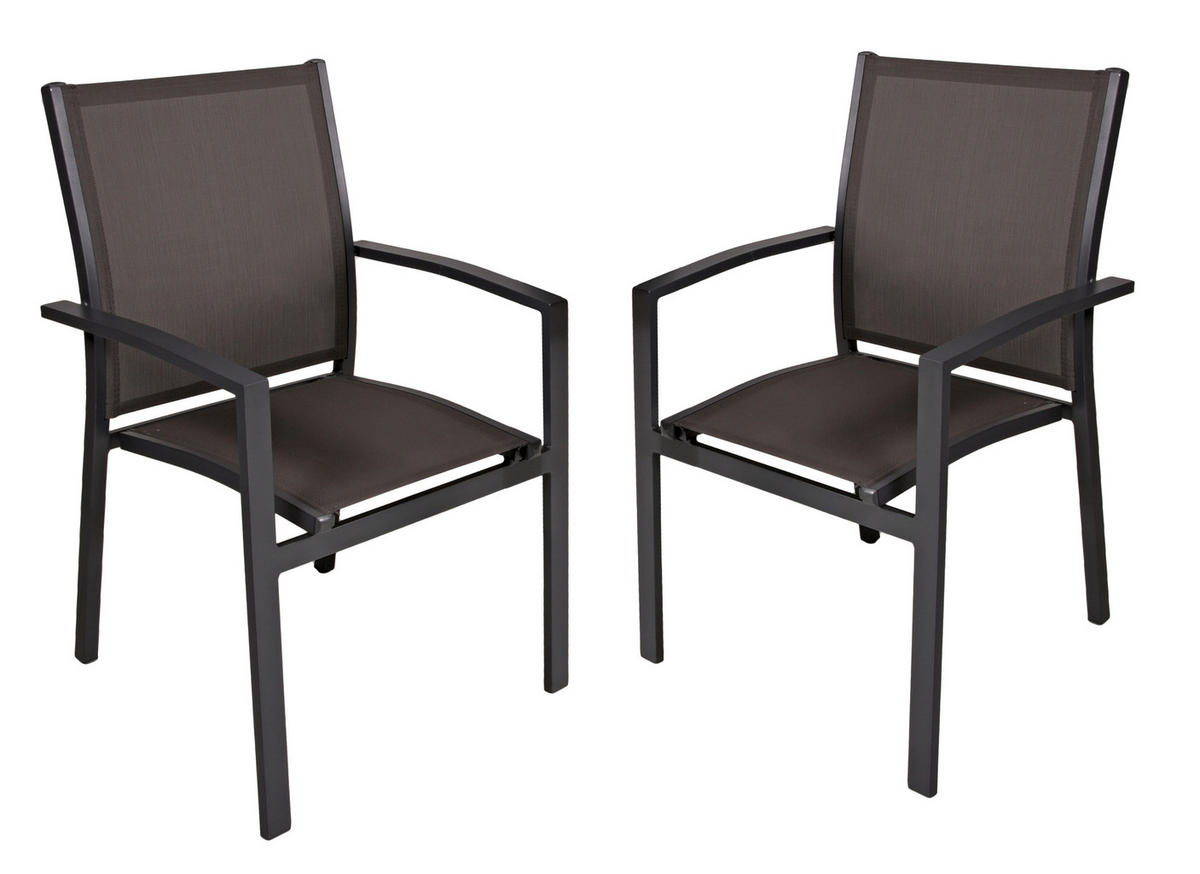 GARTENSET 3-teilig Aluminium 3-teilig  - Dunkelgrau/Schwarz, Basics, Kunststoff/Metall (56,5/89/61cm) - Gardenson