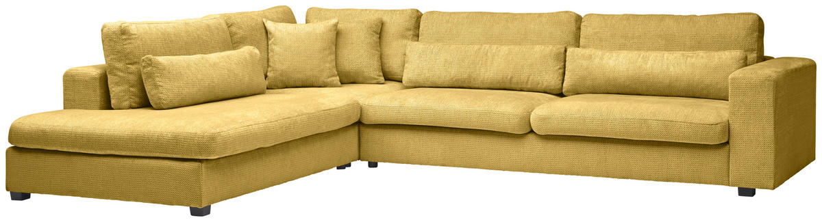 ECKSOFA in Chenille Dunkelgelb  - Dunkelgelb/Schwarz, Konventionell, Kunststoff/Textil (250/314cm) - Carryhome