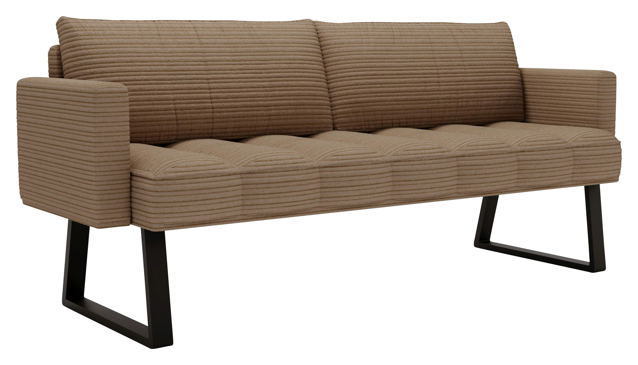 SITZBANK 200/88/69 cm Struktur Braun Metall  - Schwarz/Braun, Design, Textil/Metall (200/88/69cm) - Valdera