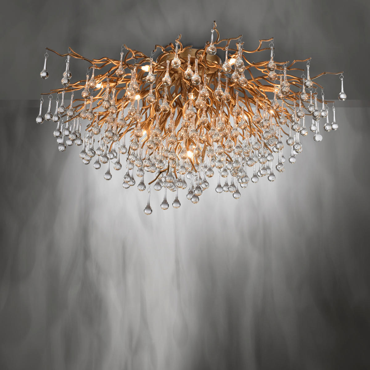 DECKENLEUCHTE Icicle 100/100/50 cm   - Messingfarben, KONVENTIONELL, Glas/Kunststoff (100/100/50cm) - Paul Neuhaus