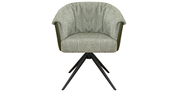 ARMLEHNSTUHL  Stoffauswahl, Sitzfläche 180° drehbar Webstoff  - Schwarz/Grün, Design, Textil/Metall (69/80/68cm) - Novel
