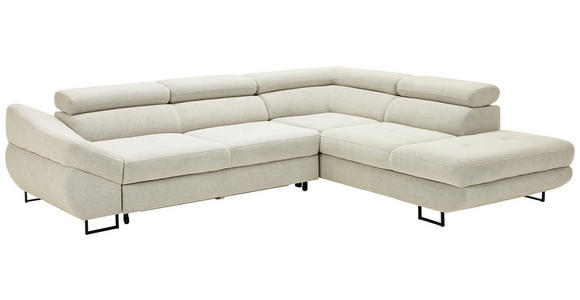 ECKSOFA in Webstoff Beige  - Beige/Schwarz, Design, Textil/Metall (280/235cm) - Hom`in