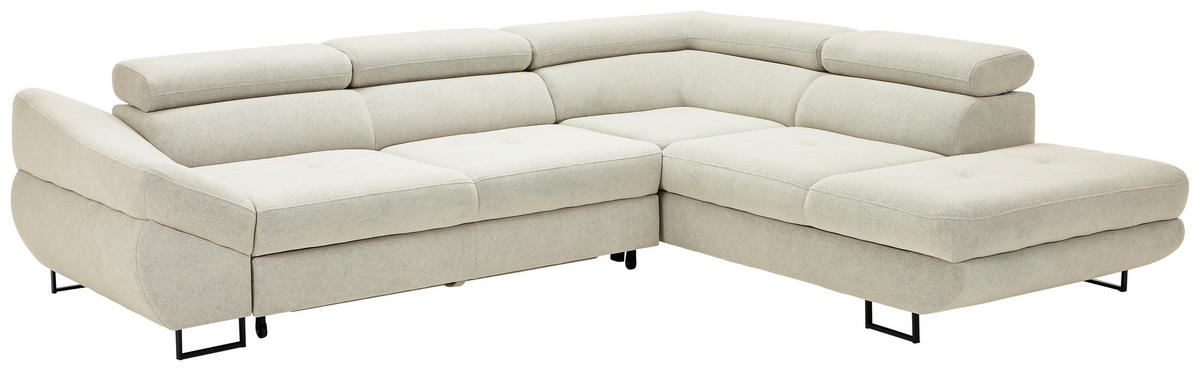 ECKSOFA in Webstoff Beige  - Beige/Schwarz, Design, Textil/Metall (280/235cm) - Hom`in