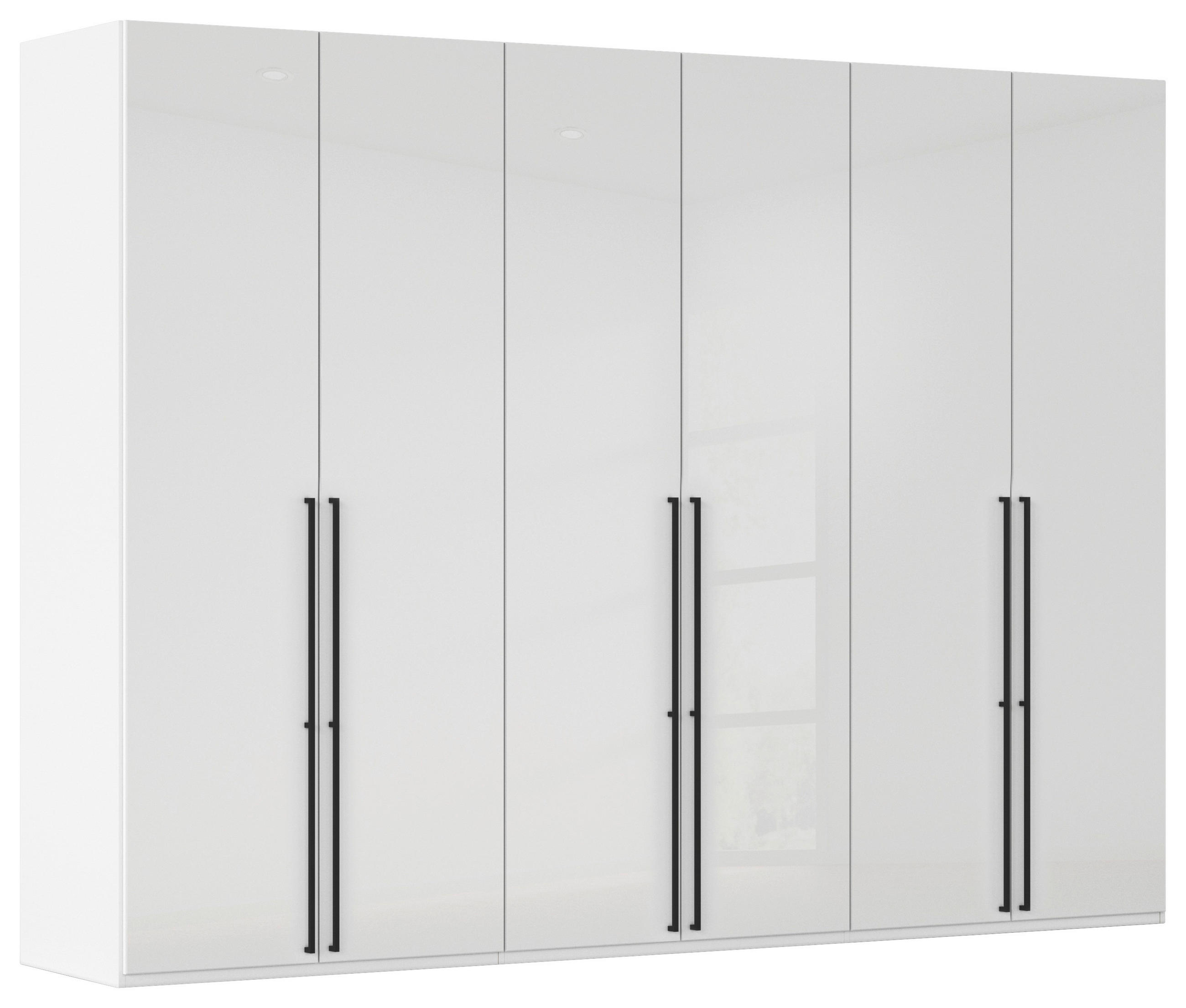 DREHTÜRENSCHRANK 301/223/61 cm,  in Weiß, Weiß Hochglanz, 6-türig  - Weiß Hochglanz/Schwarz, Basics, Holzwerkstoff/Metall (301/223/61cm) - Novel