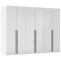 DREHTÜRENSCHRANK 301/235/61 cm,  in Weiß, Weiß Hochglanz, 6-türig  - Weiß Hochglanz/Schwarz, Basics, Holzwerkstoff/Metall (301/235/61cm) - Novel