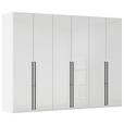 DREHTÜRENSCHRANK 301/235/61 cm,  in Weiß, Weiß Hochglanz, 6-türig  - Weiß Hochglanz/Schwarz, Basics, Holzwerkstoff/Metall (301/235/61cm) - Novel