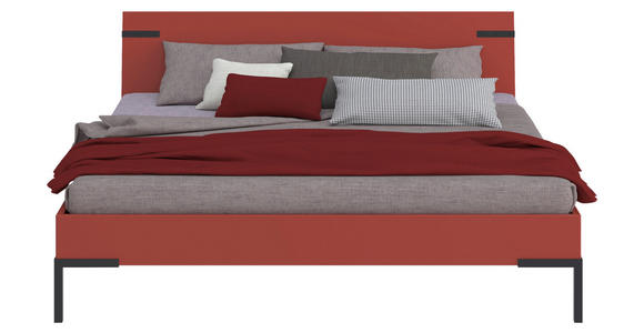 BETT 180/200 cm,  in Rot, Koralle  - Koralle/Rot, Design, Metall (180/200cm) - Xora