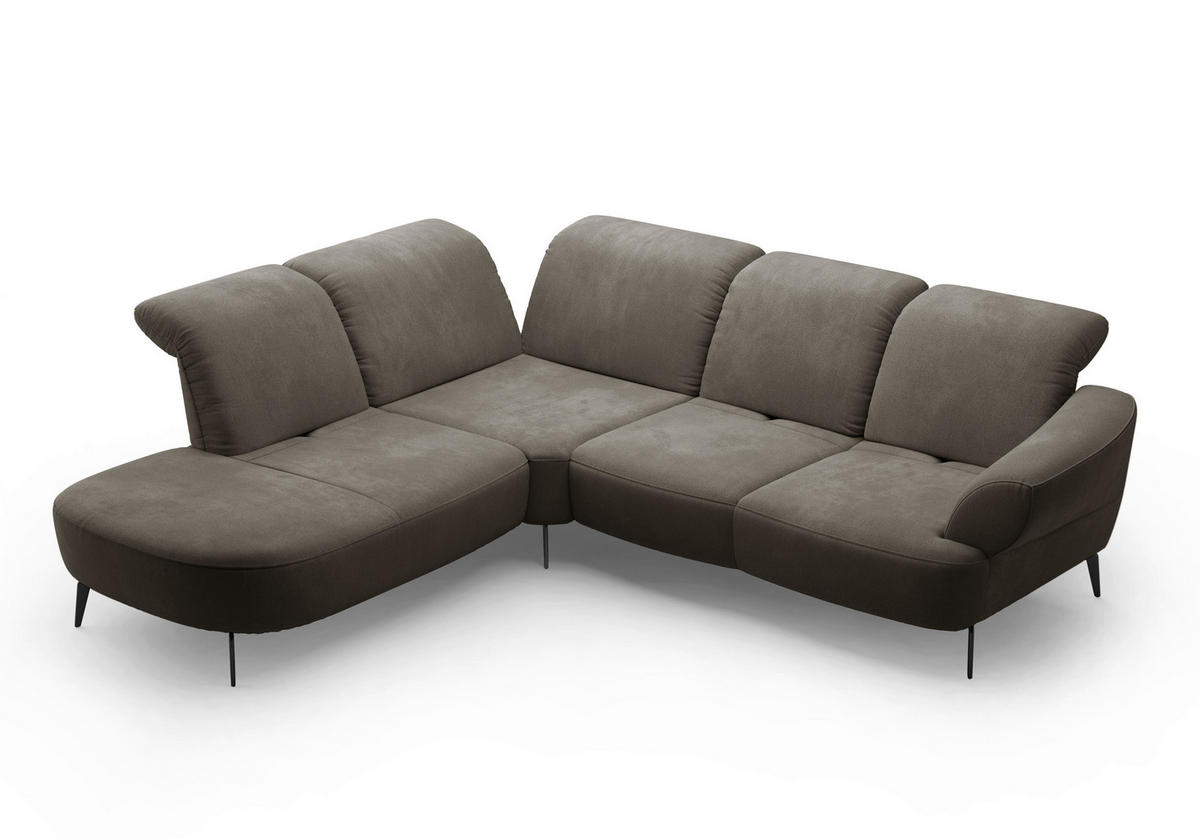 ECKSOFA in Flachgewebe Schlammfarben  270/302 cm  - Schlammfarben/Schwarz, MODERN, Textil/Metall (270/302cm) - Sit & More