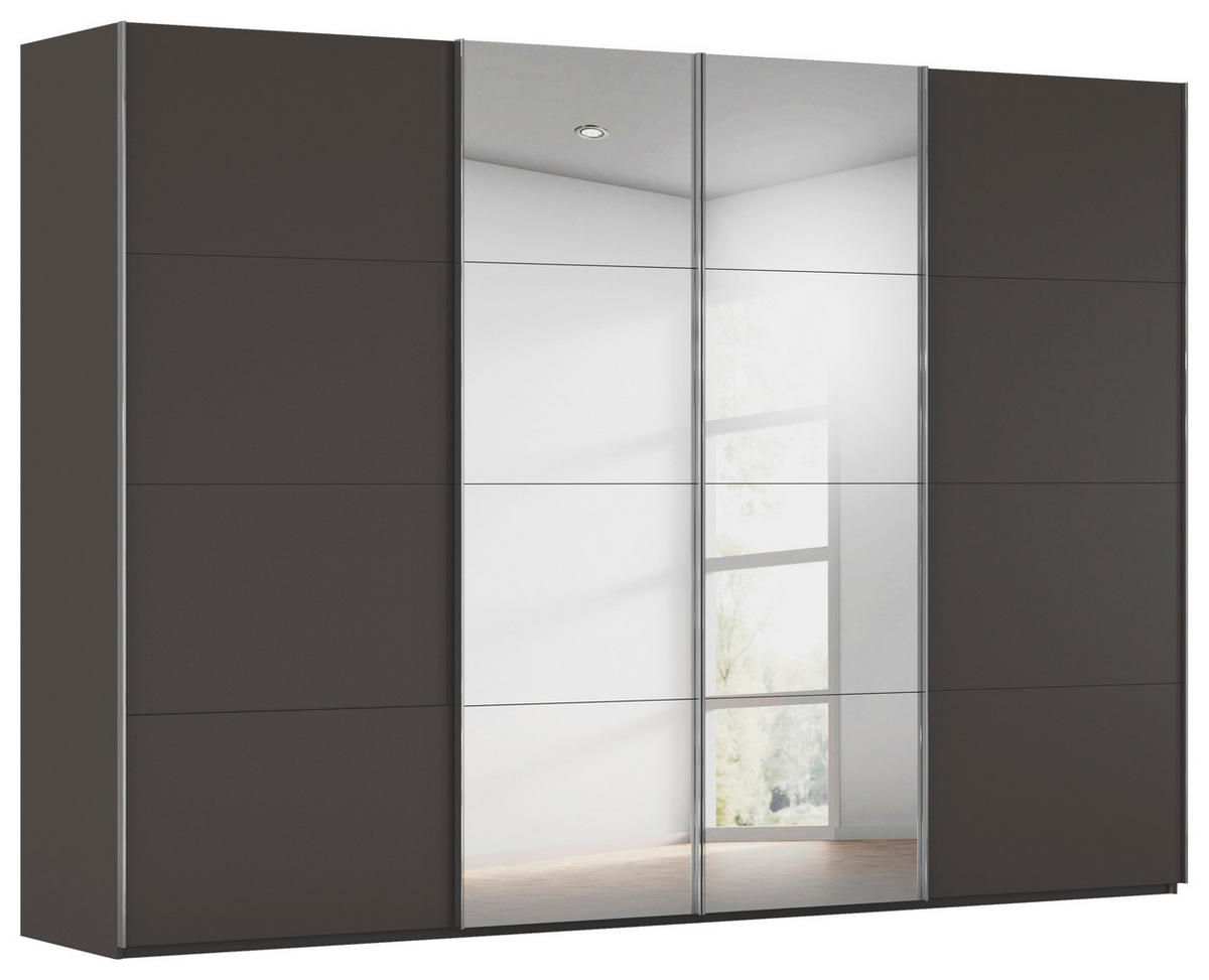 SCHWEBETÜRENSCHRANK  in Graphitfarben  - Chromfarben/Graphitfarben, Design, Holzwerkstoff/Metall (316/235/68cm) - Novel