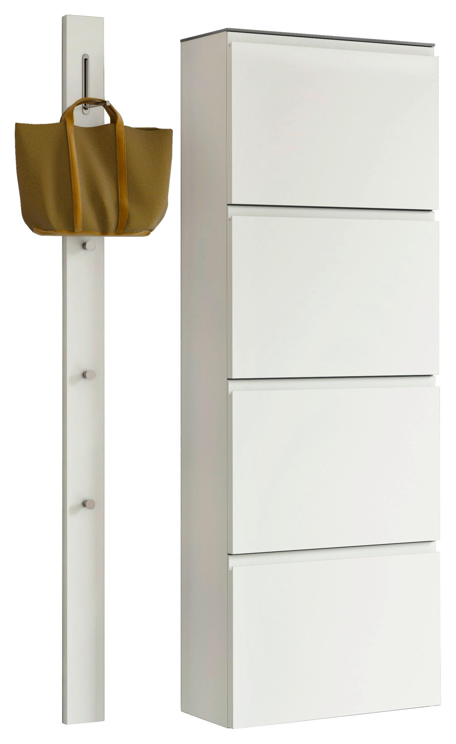 GARDEROBE 2-teilig  in 90/185/33 cm  - Weiss, Design, Glas/Holzwerkstoff (90/185/33cm) - Moderano