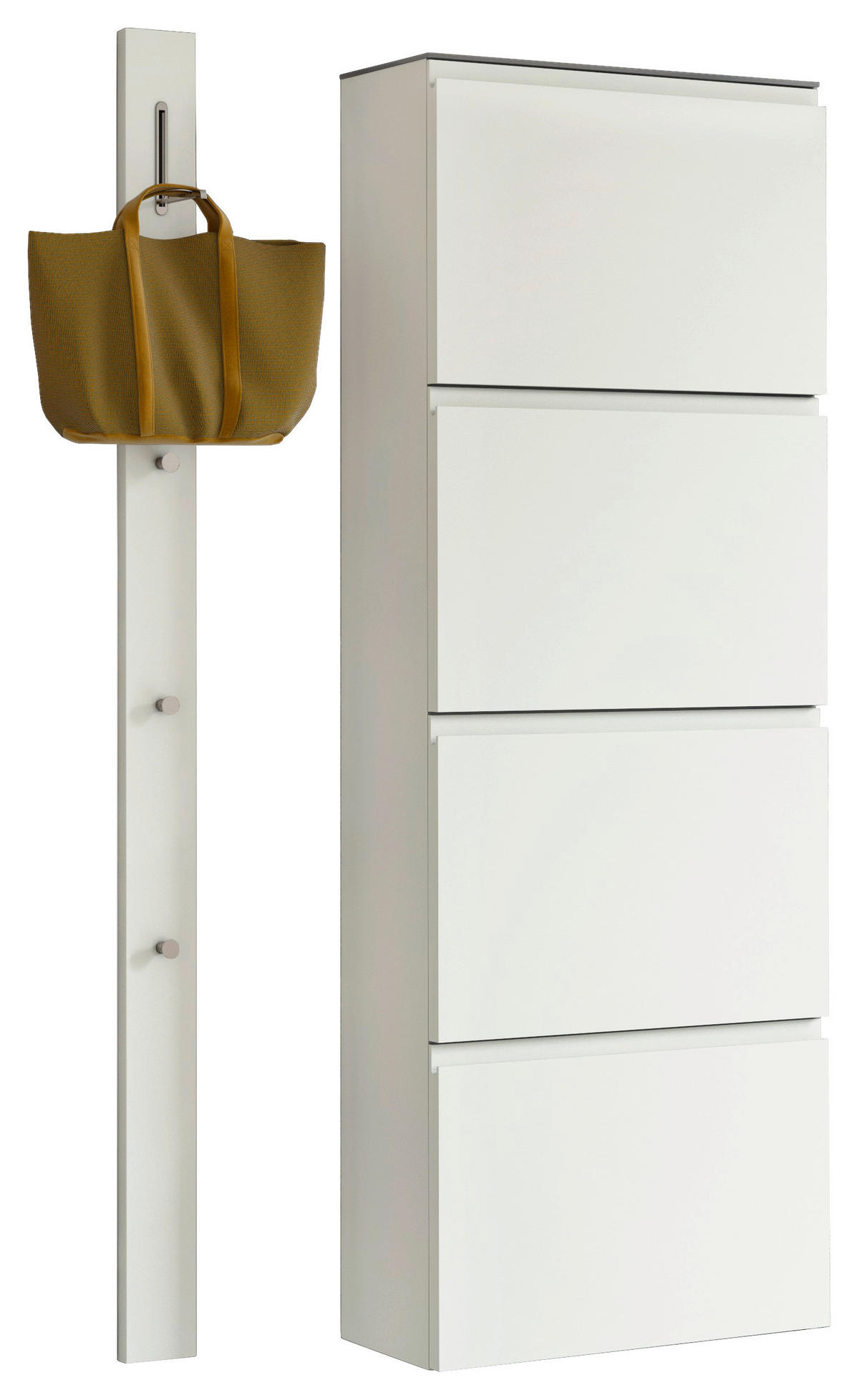 GARDEROBE 2-teilig  in 90/185/33 cm  - Weiss, Design, Glas/Holzwerkstoff (90/185/33cm) - Moderano