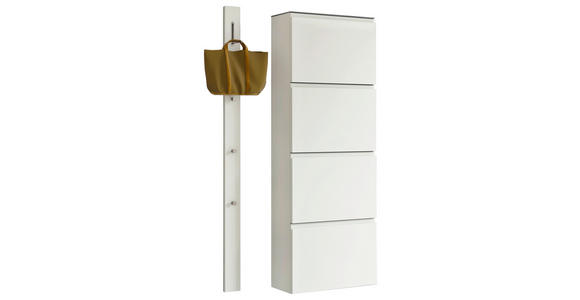 GARDEROBE 2-teilig  in 90/185/33 cm  - Weiß, Design, Glas/Holzwerkstoff (90/185/33cm) - Moderano