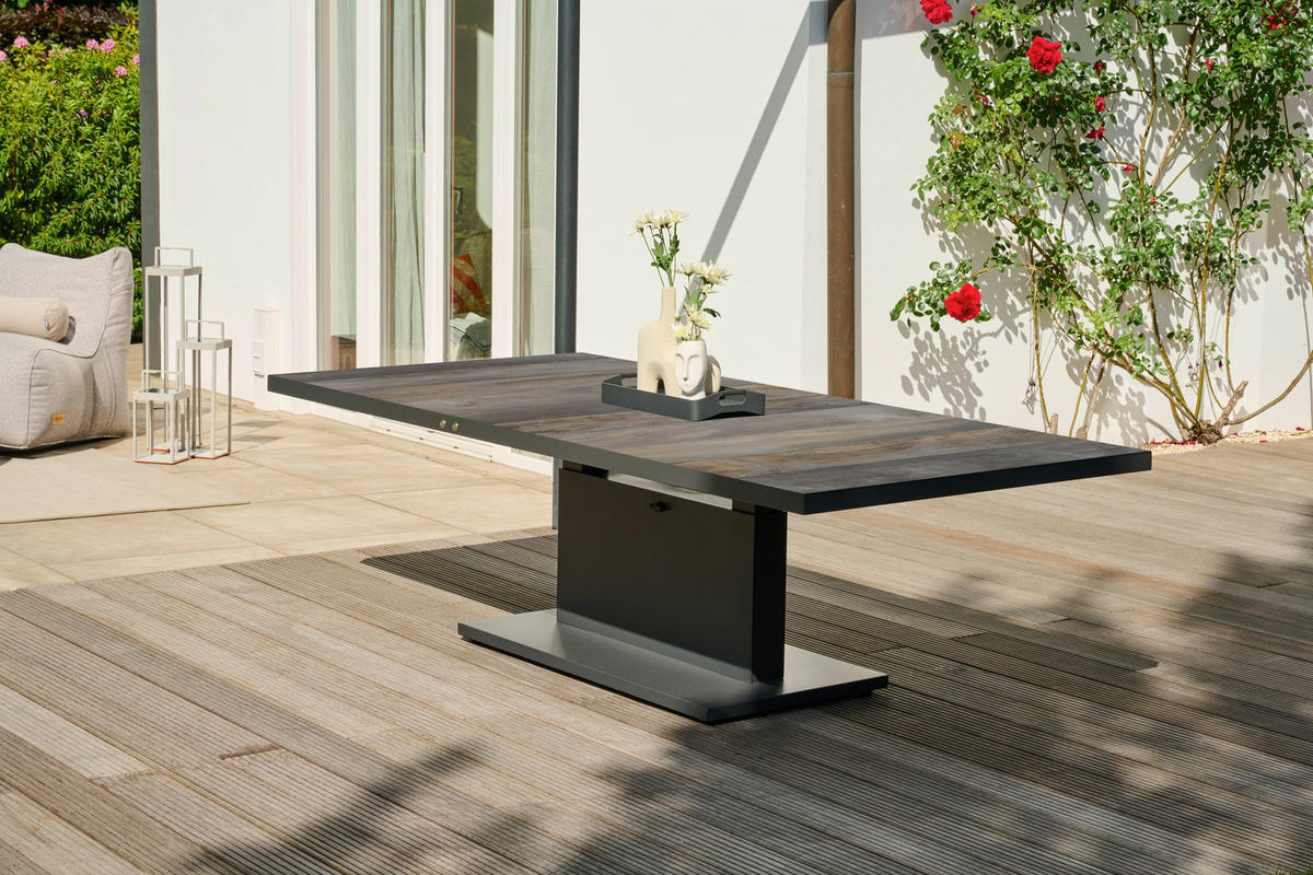 GARTENTISCH 180/100/52,5-77,5 cm Metall rechteckig  - Anthrazit, Basics, Metall (180/100/52,5-77,5cm) - Siena Garden