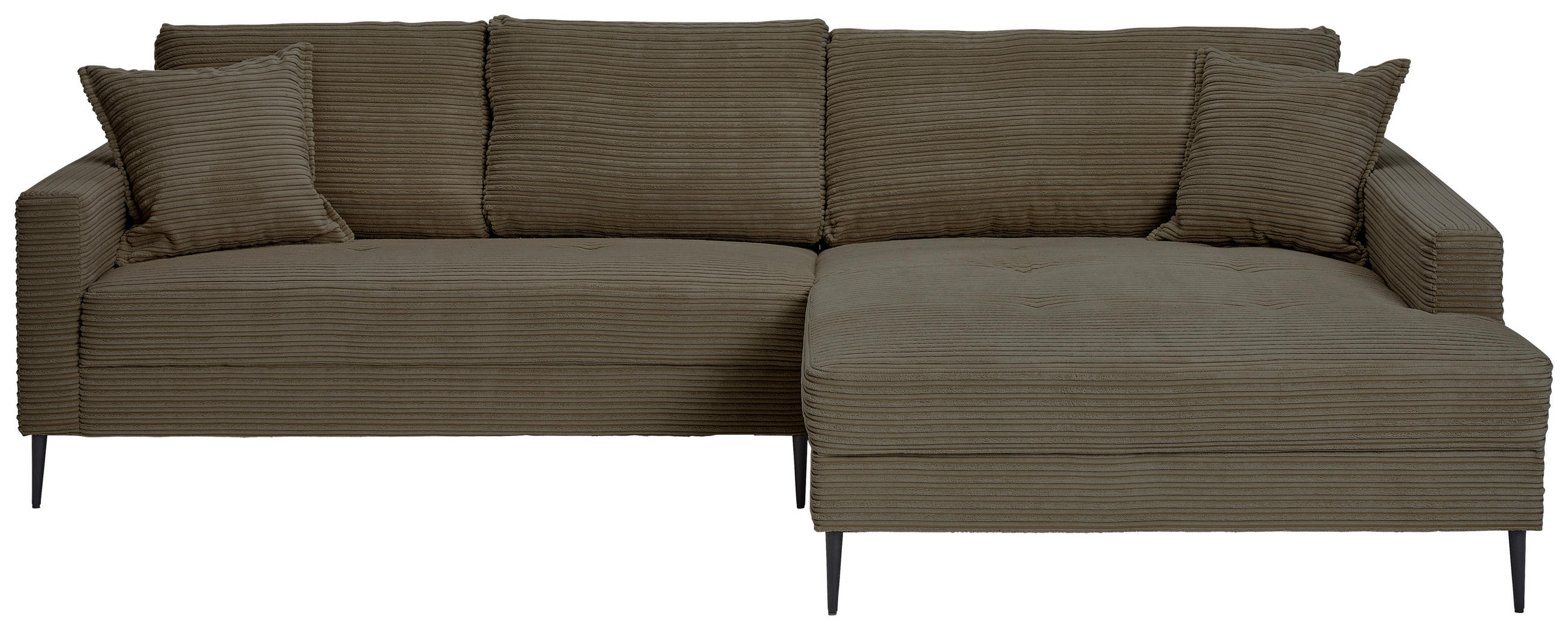 ECKSOFA Braun Cord  - Schwarz/Braun, KONVENTIONELL, Textil/Metall (276/173cm) - Carryhome
