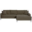 ECKSOFA Braun Cord  - Schwarz/Braun, KONVENTIONELL, Textil/Metall (276/173cm) - Carryhome