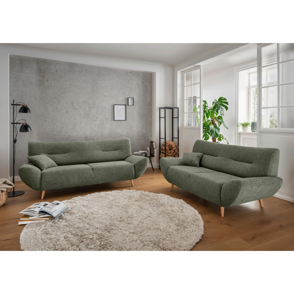 Thumbnail - Mid.you 2-Sitzer-Sofa, Dunkelgrün, Textil, Buche, Uni, Füllung: Schaumstoff, 173x81x90 cm, Made in EU, Typenauswahl, Rüc...