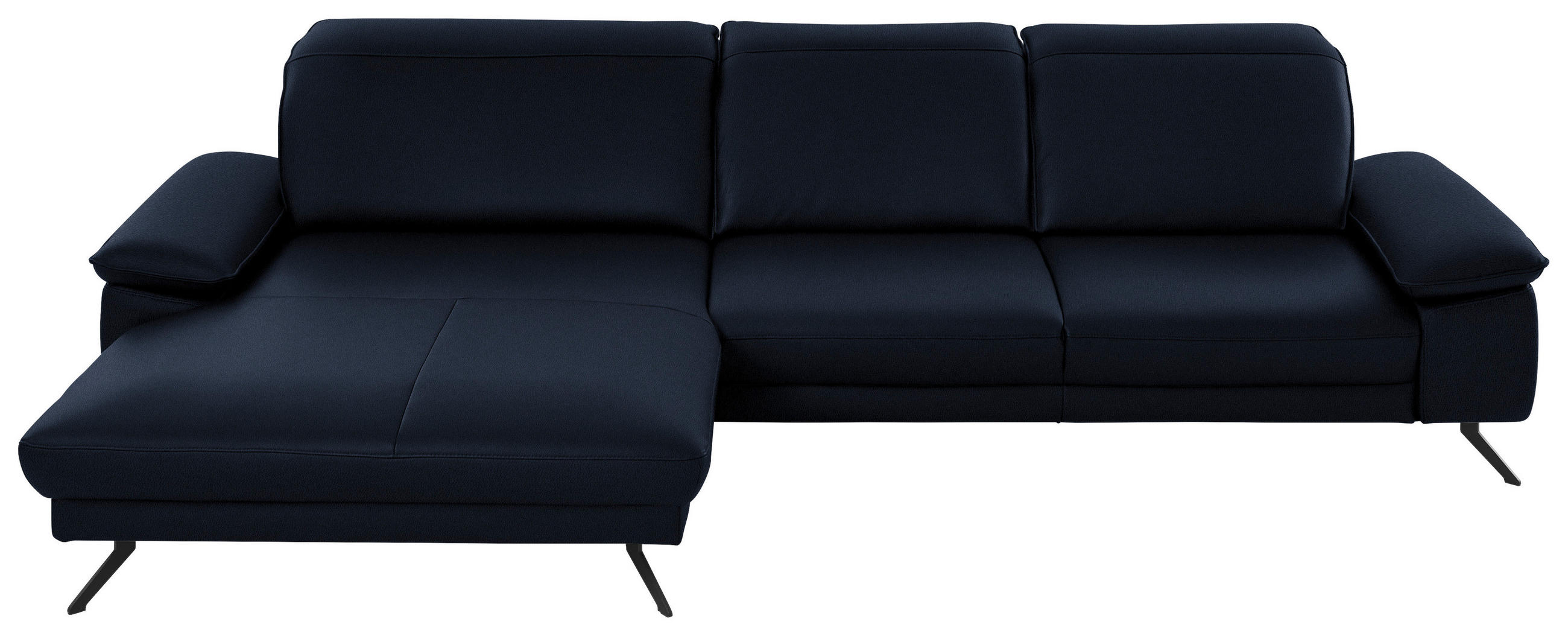 ECKSOFA in Echtleder Dunkelblau  - Schwarz/Dunkelblau, Design, Leder/Metall (193/328cm) - Dieter Knoll
