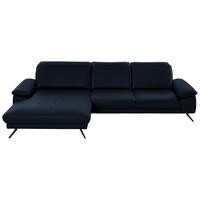 ECKSOFA in Echtleder Dunkelblau  - Schwarz/Dunkelblau, Design, Leder/Metall (193/328cm) - Dieter Knoll