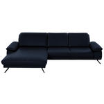 ECKSOFA in Echtleder Dunkelblau  - Schwarz/Dunkelblau, Design, Leder/Metall (193/328cm) - Dieter Knoll