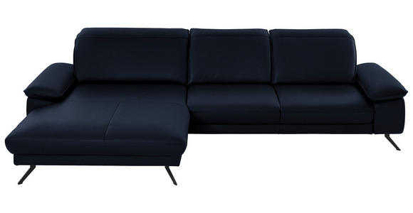 ECKSOFA in Echtleder Dunkelblau  - Schwarz/Dunkelblau, Design, Leder/Metall (193/328cm) - Dieter Knoll