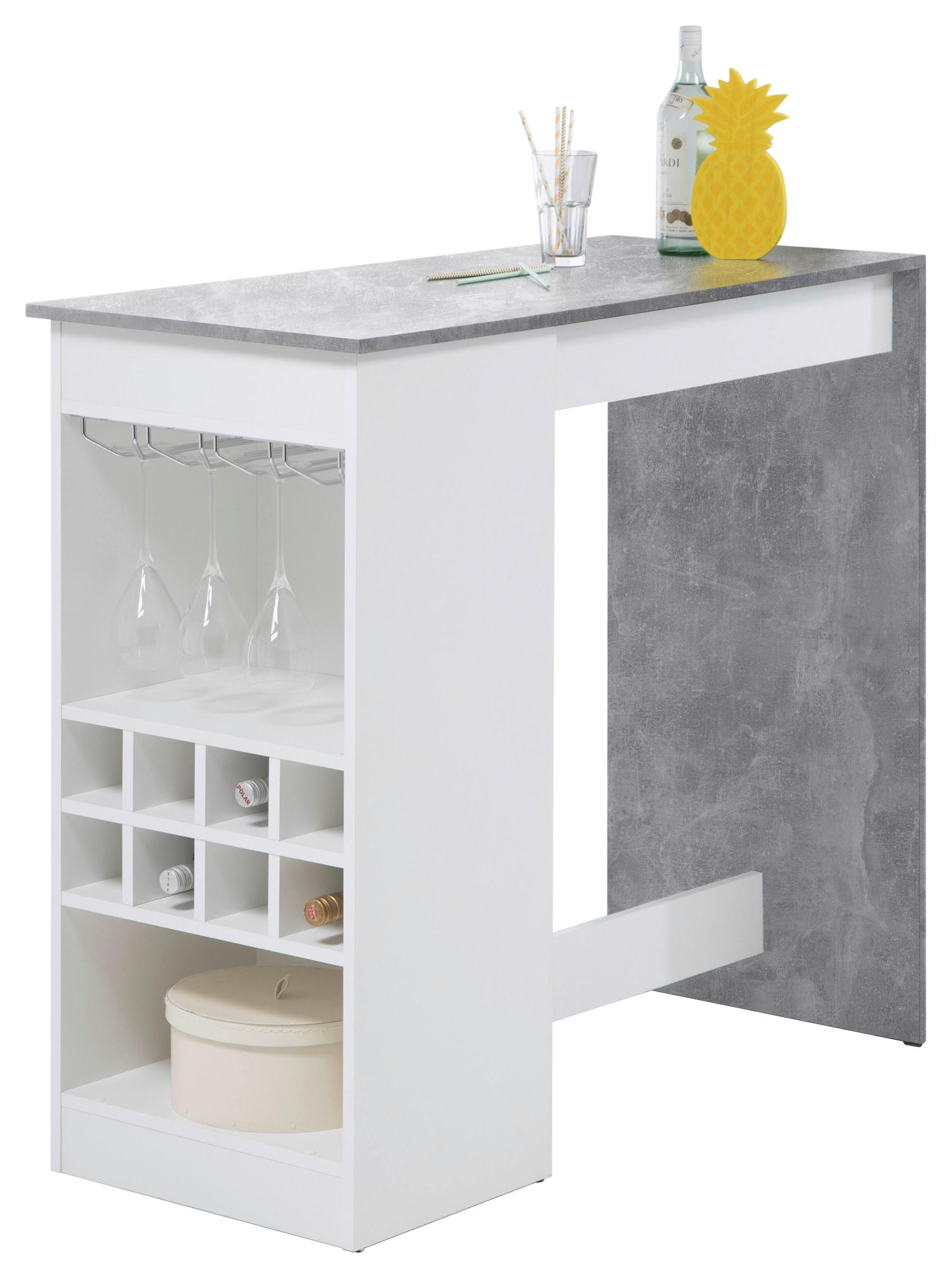 BARTISCH rechteckig Weiß, Hellgrau  - Hellgrau/Weiß, KONVENTIONELL, Holzwerkstoff/Metall (115/50/104cm) - MID.YOU