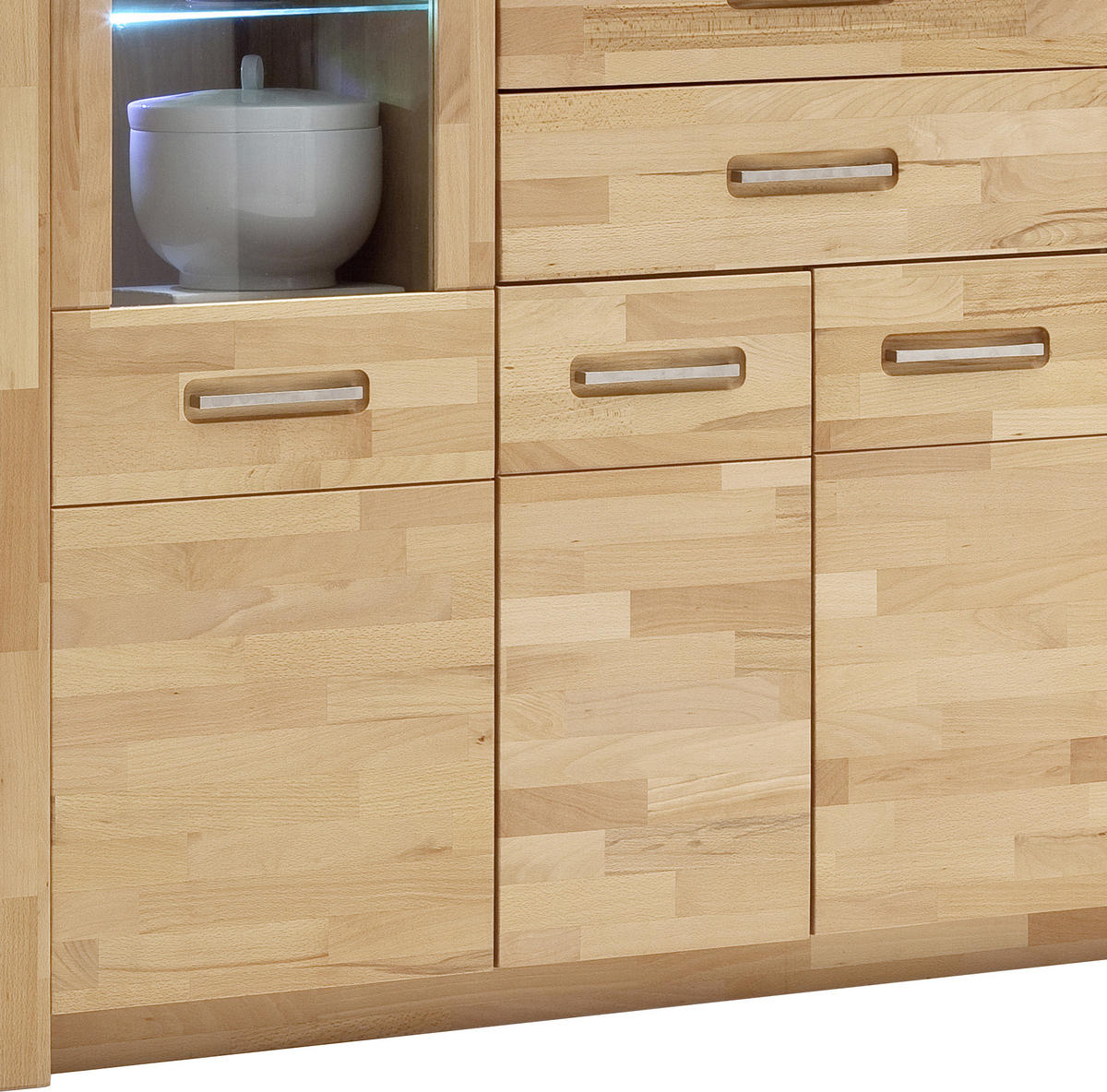 HIGHBOARD  in 163/122/40 cm  - Buchefarben/Alufarben, Design, Glas/Holz (163/122/40cm) - MID.YOU