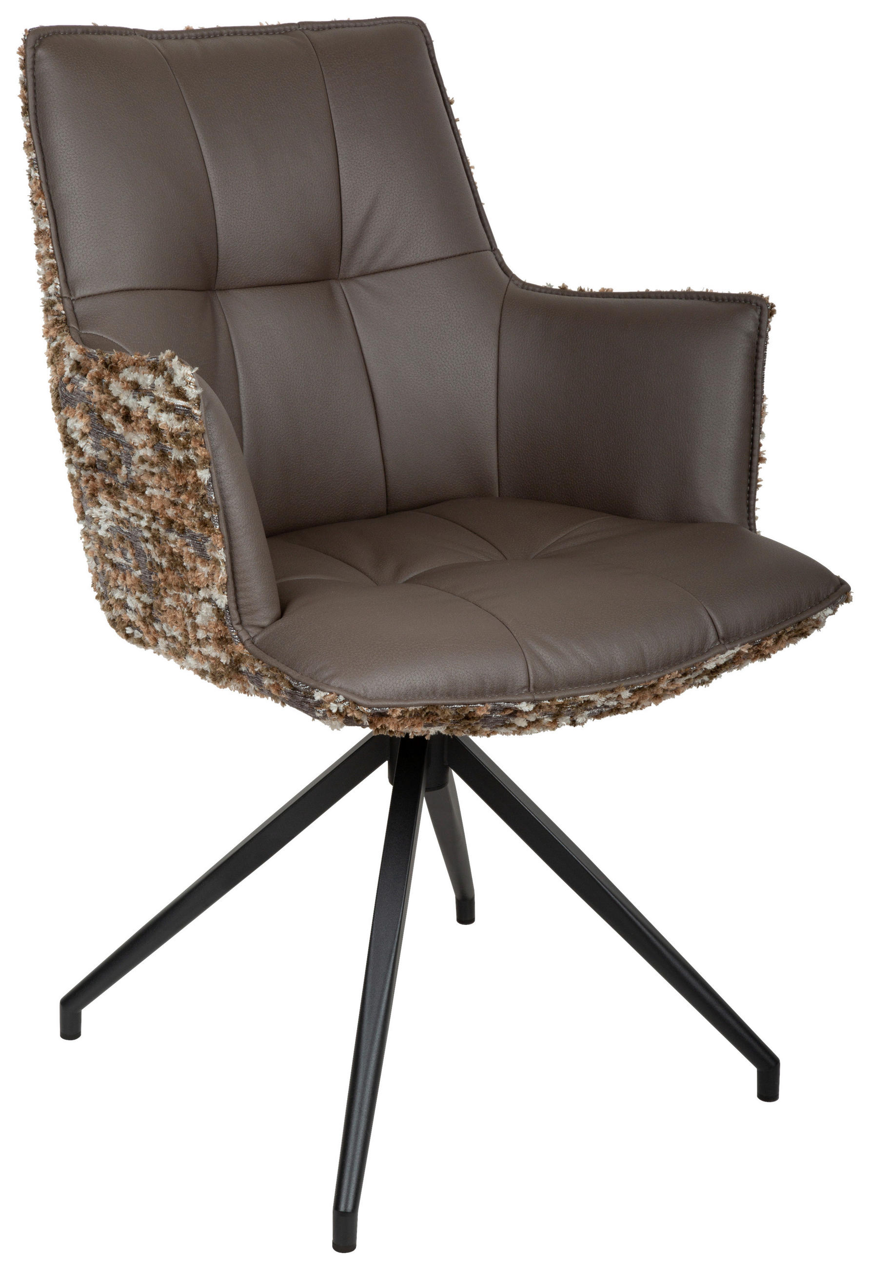 ARMLEHNSTUHL  in Eisen Jacquard, Mikrofaser  - Graubraun/Schwarz, Design, Textil/Metall (59/89,5/63cm) - Novel