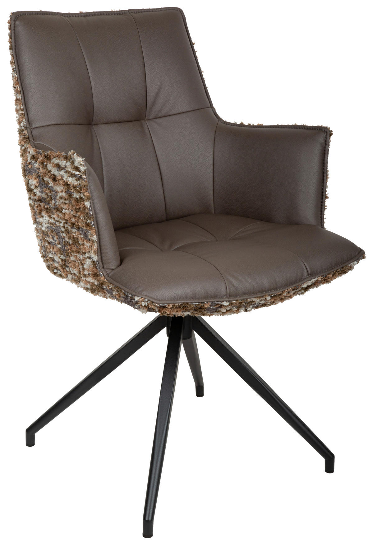 ARMLEHNSTUHL  in Eisen Jacquard, Mikrofaser  - Graubraun/Schwarz, Design, Textil/Metall (59/89,5/63cm) - Novel