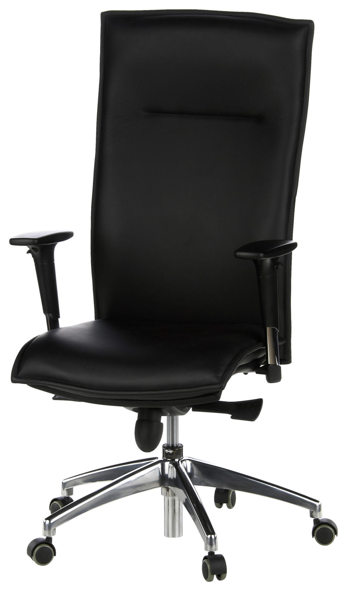 VRTLJIVI STOL tekstil, usnje črna  - črna/barve aluminija, Moderno, kovina/umetna masa (59/133/52cm) - MID.YOU