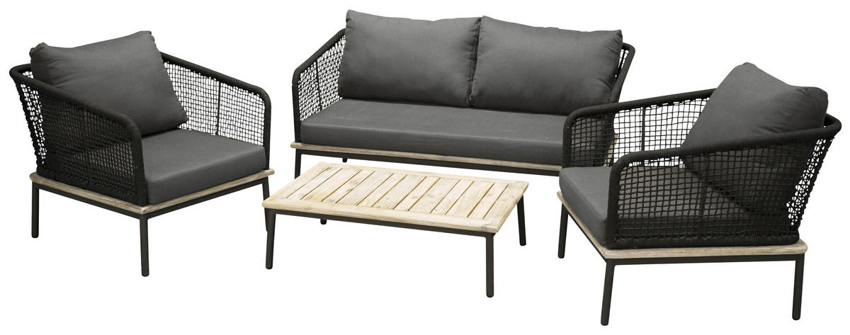 LOUNGEGARNITUR  79,5/148 cm   - Schwarz, KONVENTIONELL, Kunststoff (79,5/148cm) - Gardenson