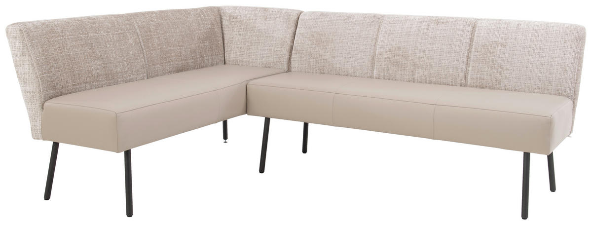 ECKBANK 167/227 cm beflockt Echtleder Creme Metall   - Anthrazit/Creme, Design, Leder/Textil (167/227cm) - Bert Plantagie