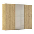 SCHWEBETÜRENSCHRANK 270/223/68 cm 3-türig Eichefarben, Fango  - Fango/Eichefarben, Design, Glas/Holz (270/223/68cm) - Novel