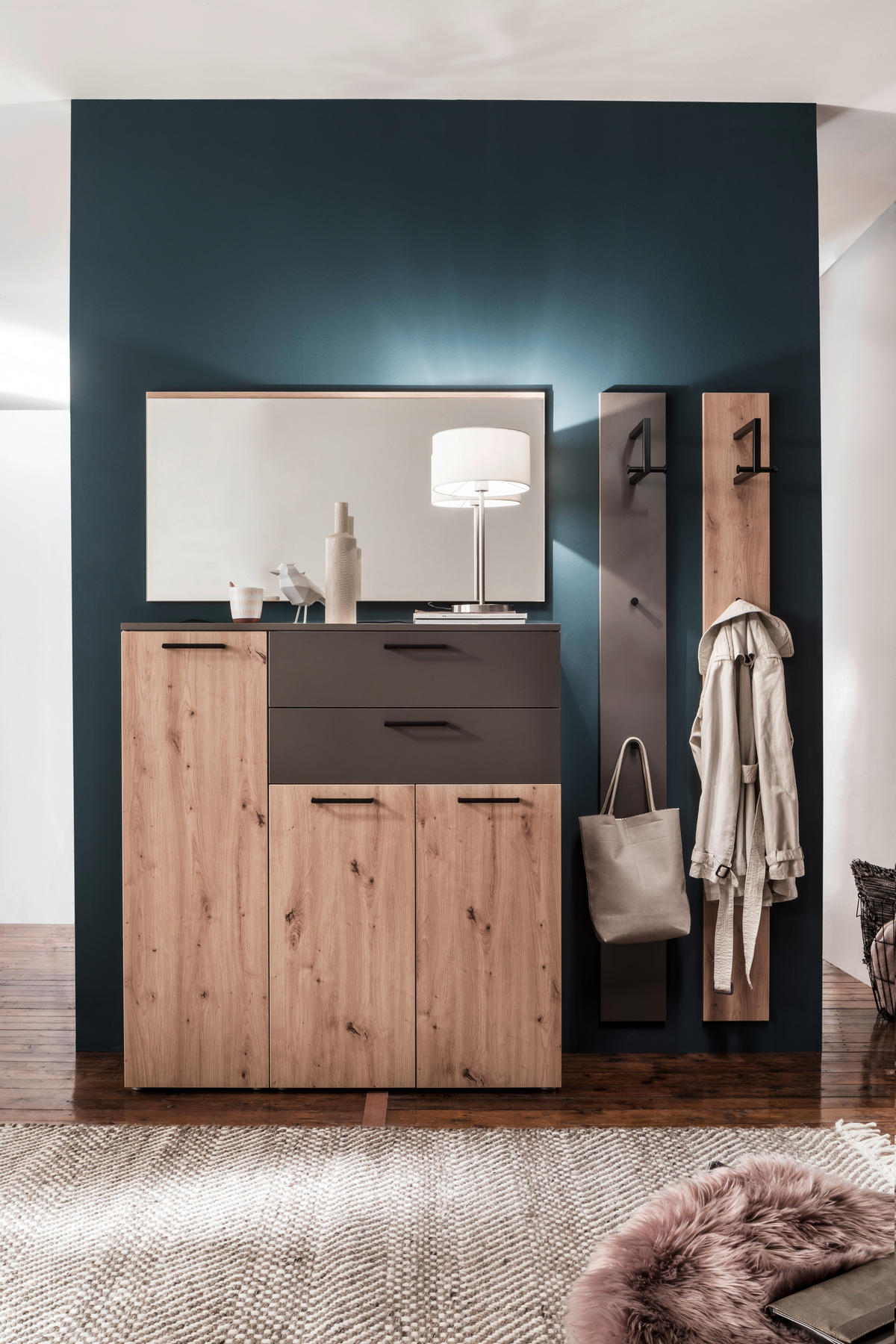 GARDEROBE 4-teilig  in 180/200/38 cm  - Eichefarben/Braun, KONVENTIONELL, Holzwerkstoff (180/200/38cm) - Moderano