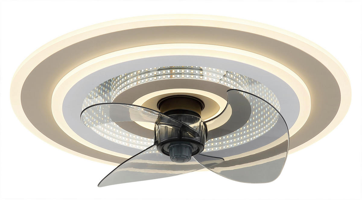 DECKENVENTILATOR - Sandfarben/Chromfarben, Design, Kunststoff/Metall (48/13cm) - Globo