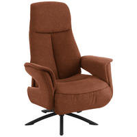 RELAXSESSEL Webstoff Relaxfunktion, Kopfteilverstellung    - Cognac/Schwarz, Design, Textil/Metall (73/108/86cm) - Welnova