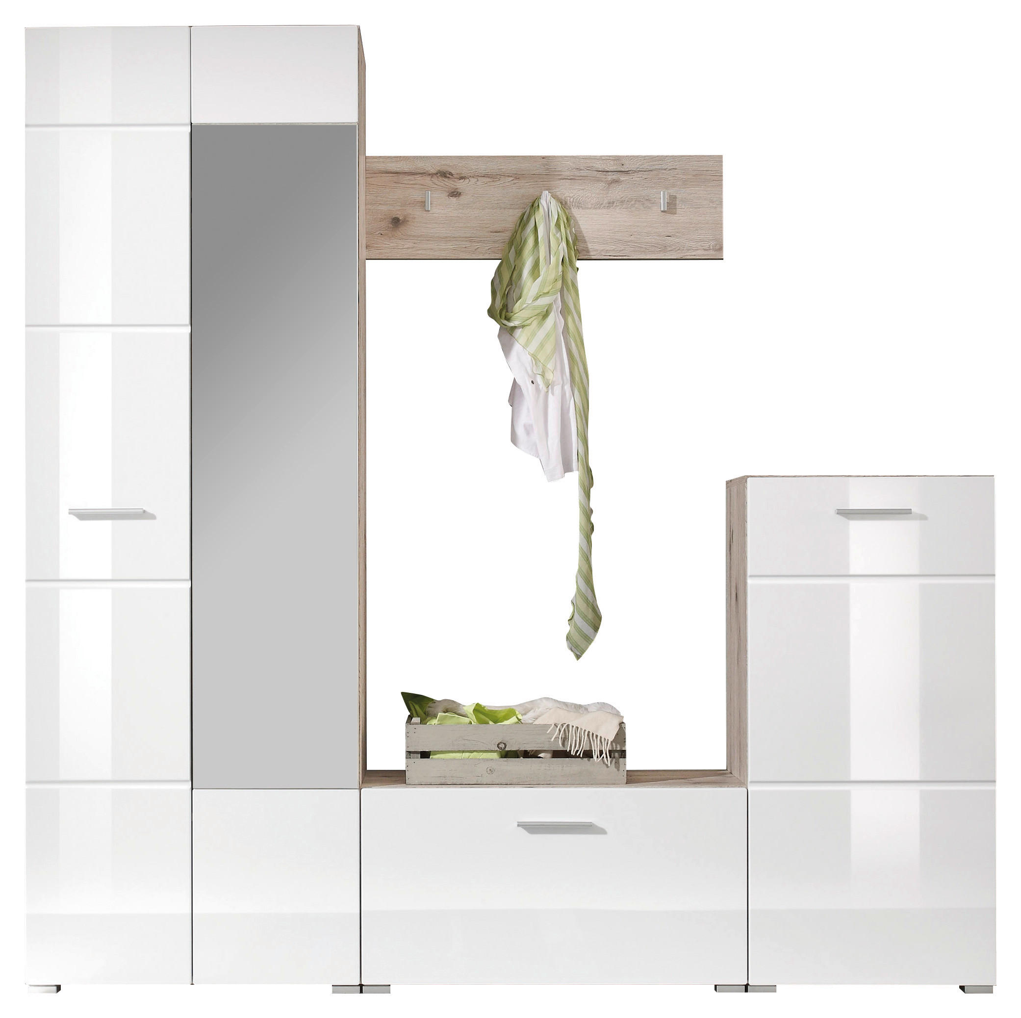 Xora Garderobe Weiß, Eiche 195x195x36 cm