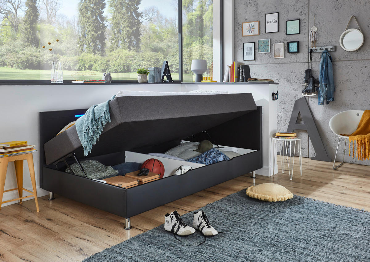 LIEGE Flachgewebe Anthrazit, Schwarz  - Chromfarben/Anthrazit, Design, Textil/Metall (120/200cm) - home24