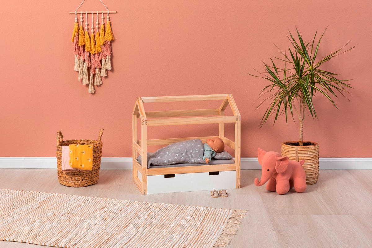 PUPPENBETT VIOLA - Weiß/Naturfarben, Basics, Holz/Holzwerkstoff (55/31/50cm) - MUSTERKIND