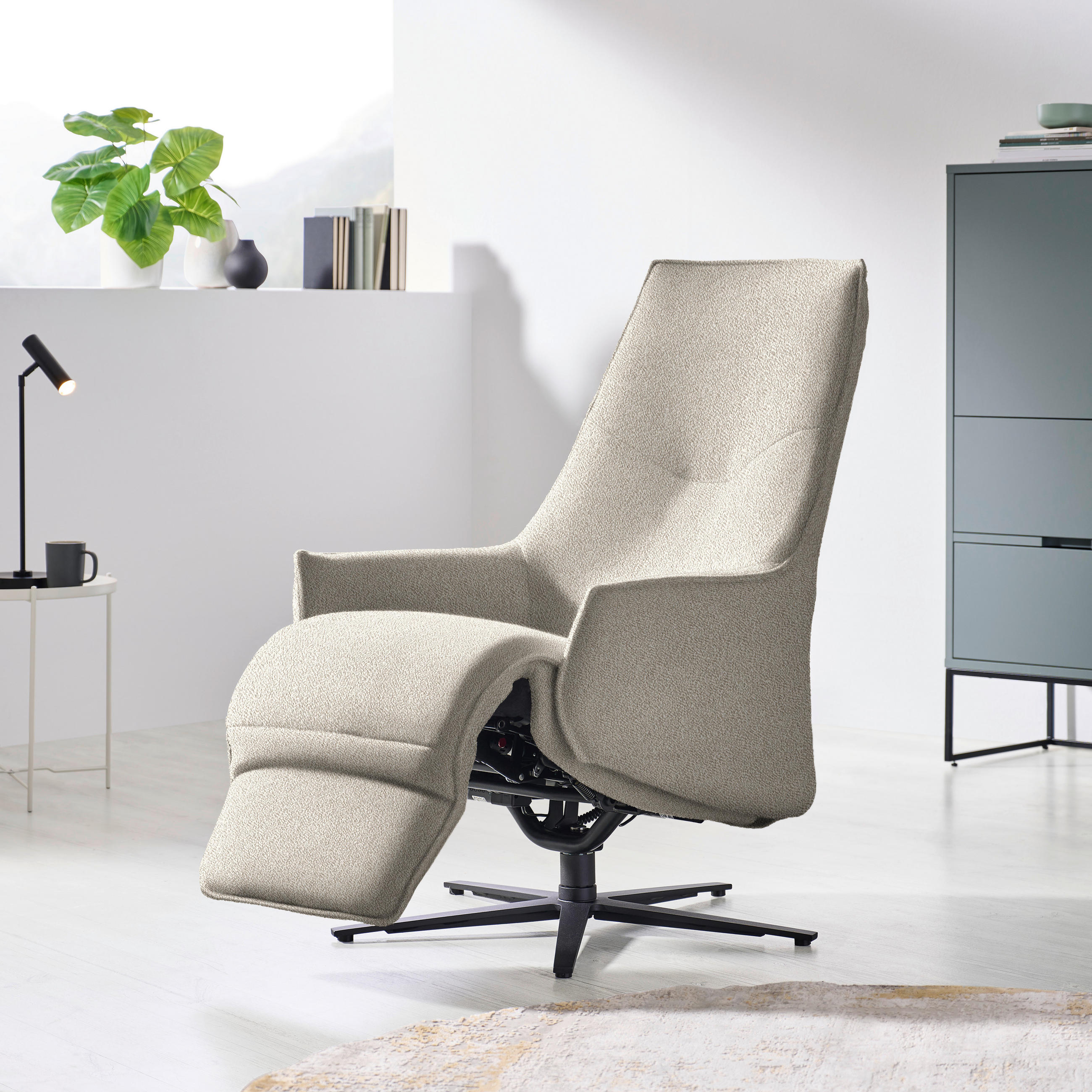 RELAXSESSEL in Textil Beige  - Anthrazit/Beige, Design, Textil/Metall (70/112/85cm) - Himolla
