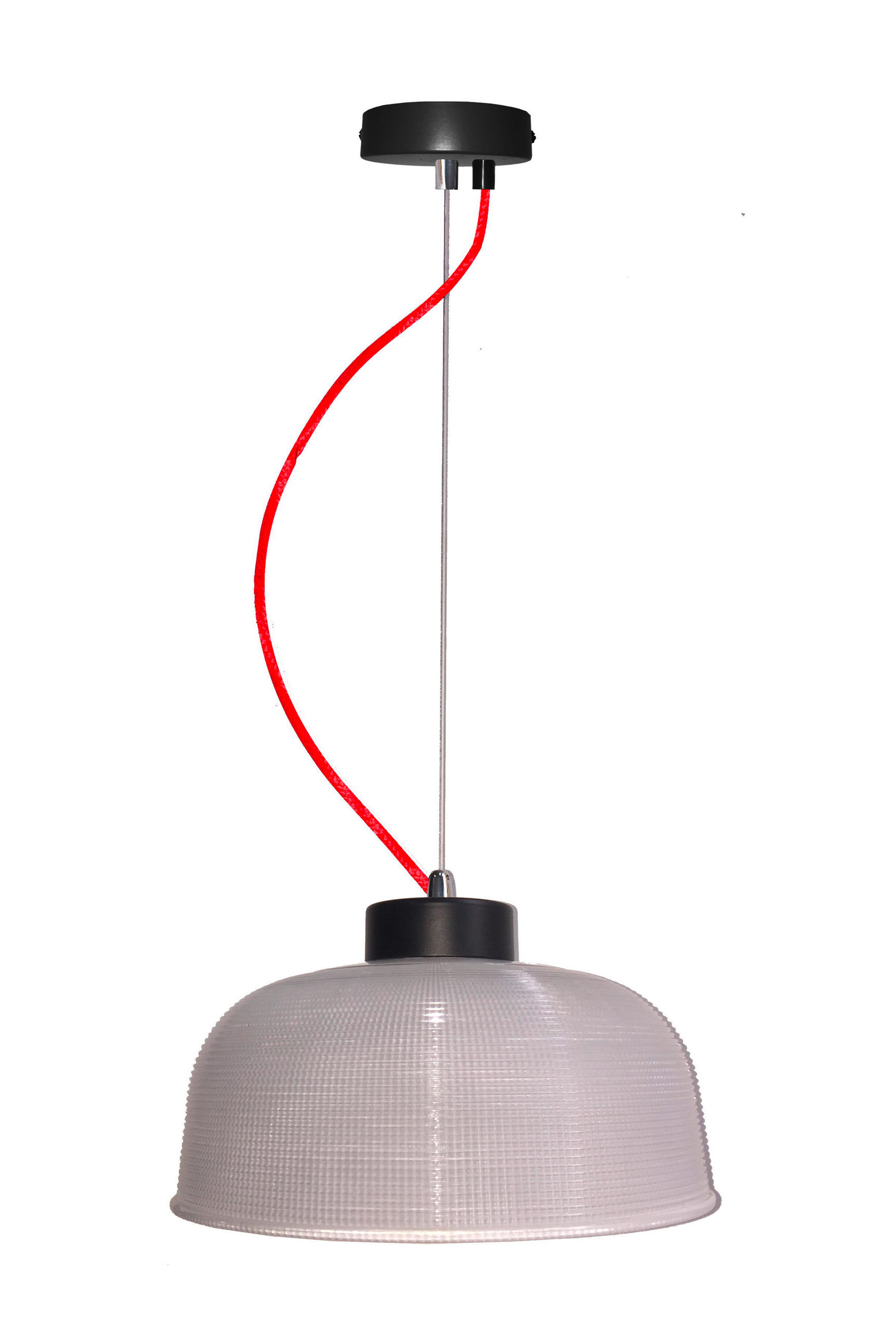 PENDELLEUCHTE 26.5/26.5/90 cm  - Transparent/Rot, KONVENTIONELL, Glas/Metall (26.5/26.5/90cm)