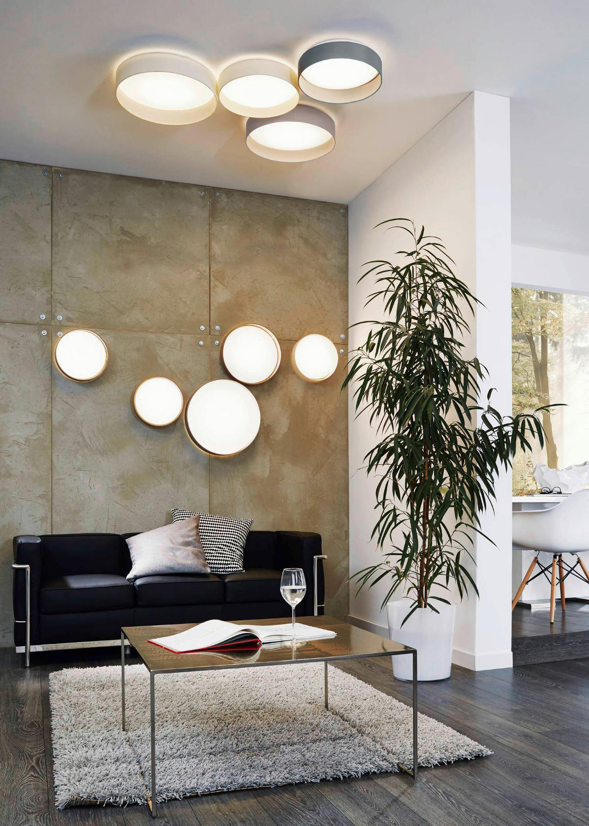 TAKLAMPA Palomaro 18 W 40,5/10 cm  - vit/antracit, Klassisk, textil/plast (40,5/10cm) - Eglo