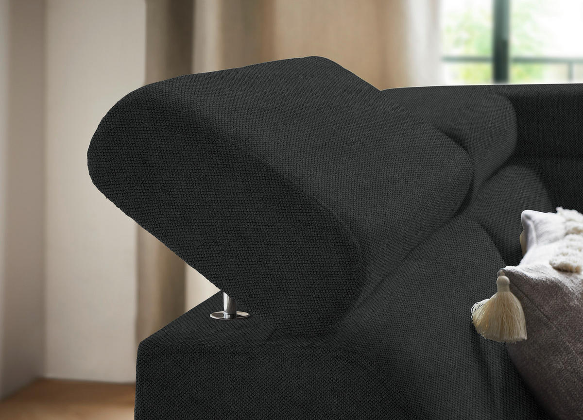 ECKSOFA in Webstoff Anthrazit  - Anthrazit/Schwarz, Design, Textil/Metall (203/260cm) - Stylife