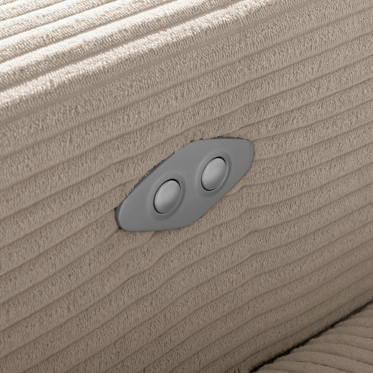 ECKSOFA RENO Hellgrau Cord Relaxfunktion, Kopfteilverstellung  - Hellgrau/Schwarz, Design, Kunststoff/Textil (248/184cm) - Livetastic
