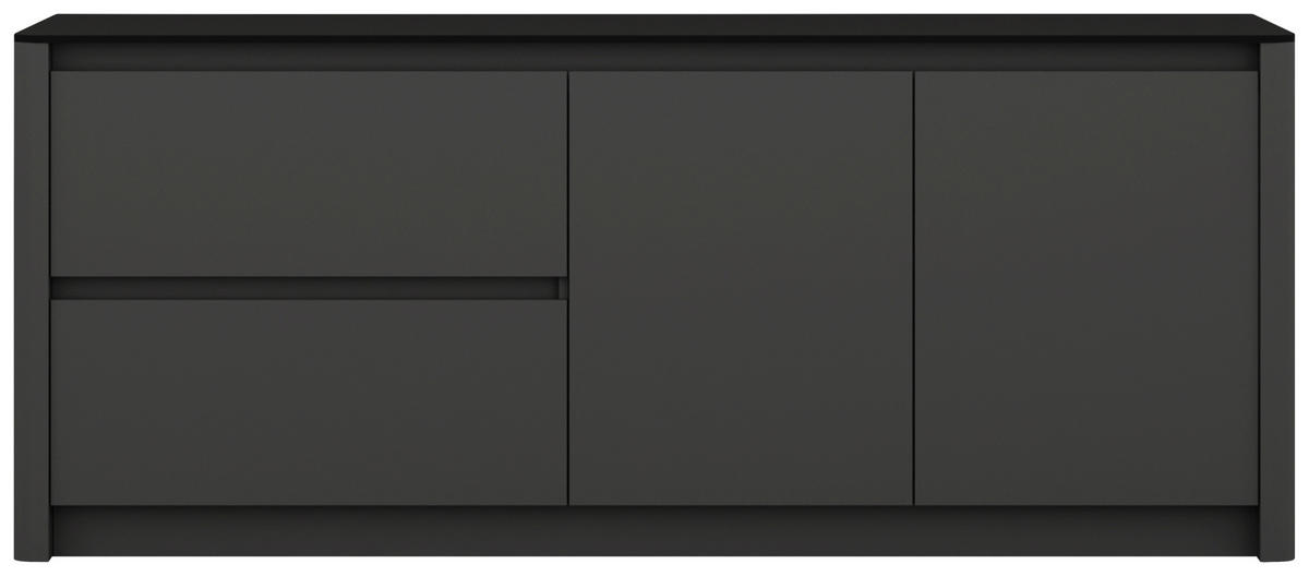 KÜCHENLEERBLOCK Curve Noir  in Anthrazit, Schwarz  - Anthrazit/Schwarz, MODERN, Holzwerkstoff (223,2/91,9/60cm) - home24